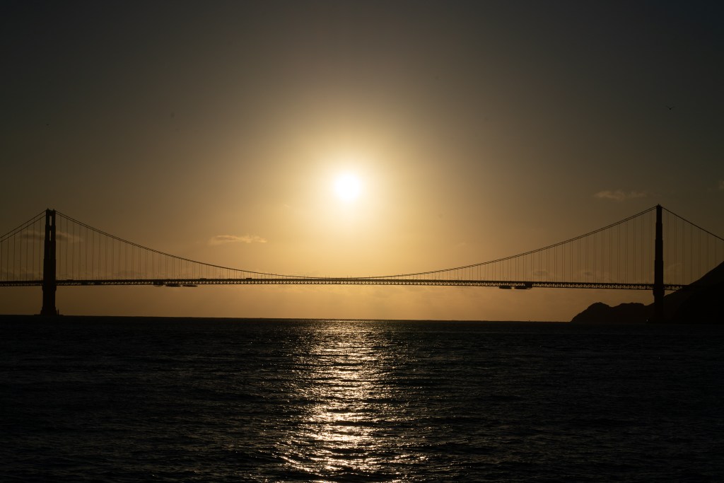 Sunset on the Golden Gate Bridge in San Francisco
