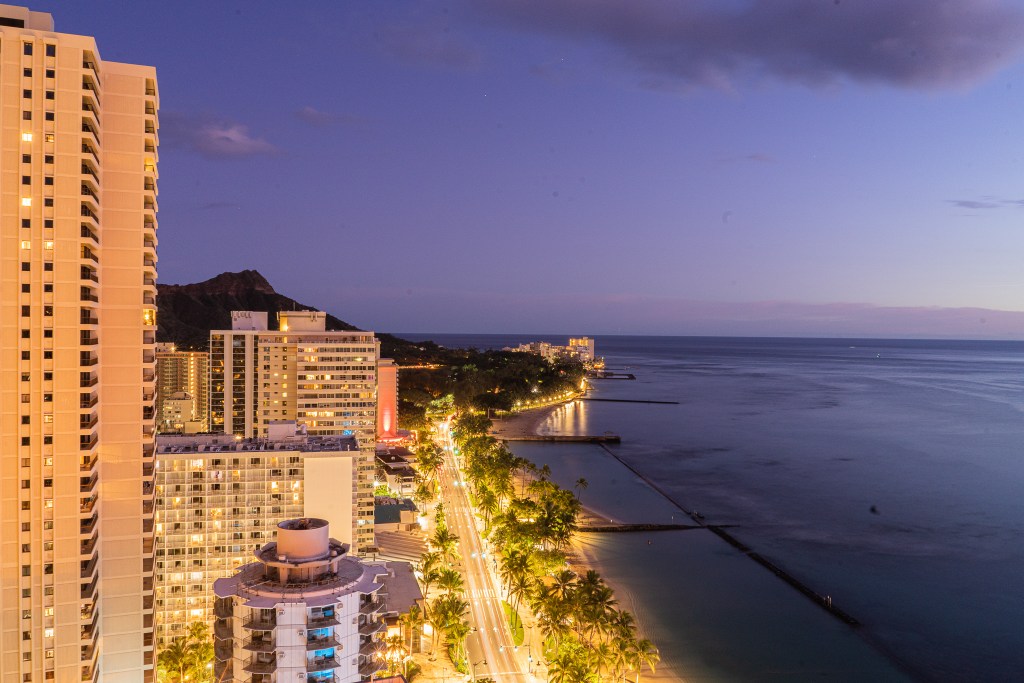 View from an ocean view room at the Hyatt Regency Waikiki